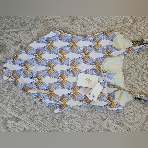 Tory Burch Printed Clip Tank Swimsuit One Piece Sand Deco Crane - Picture 8 of 16